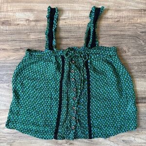 GUC - Anthropologie Green Sheer Lace Tank Top 0